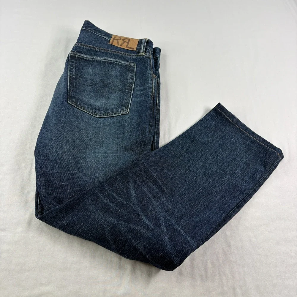 RRL Jeans Men 38x31 Blue Double RL Slim Narrow Union Standard Denim Ralph Lauren